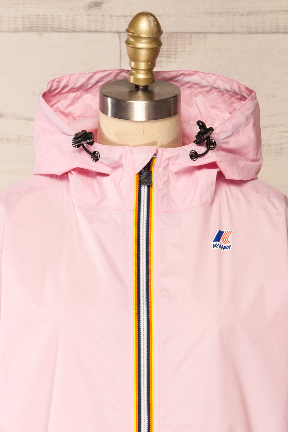 Zamora Mauve Packable Rain Jacket | La petite garçonne front close-up