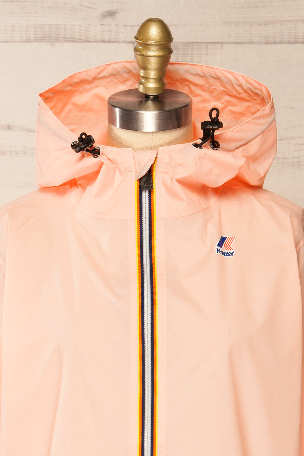 Zamora Pink Packable Rain Jacket | La petite garçonne front close-up