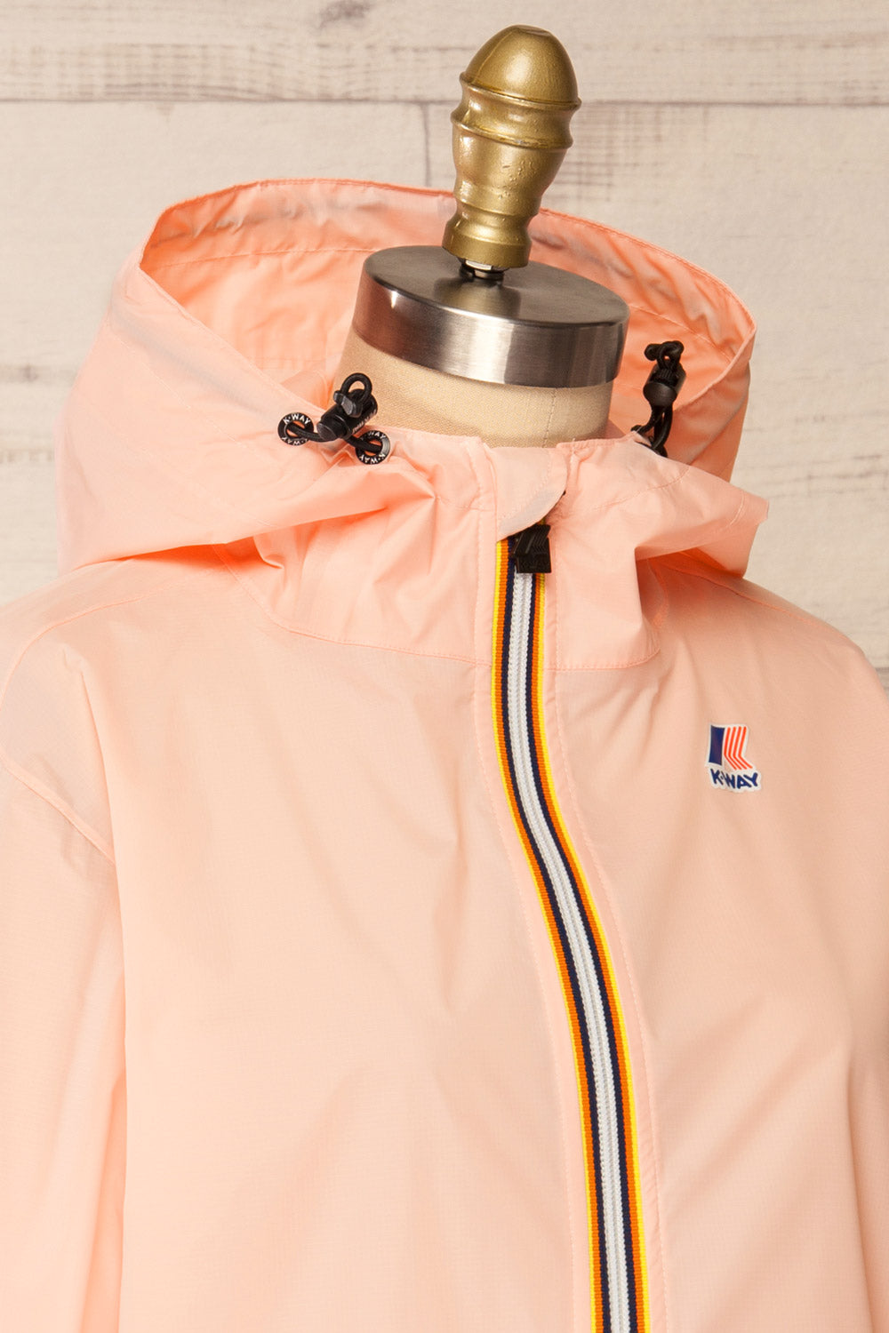 Zamora Pink Packable Rain Jacket | La petite garçonne side close-up