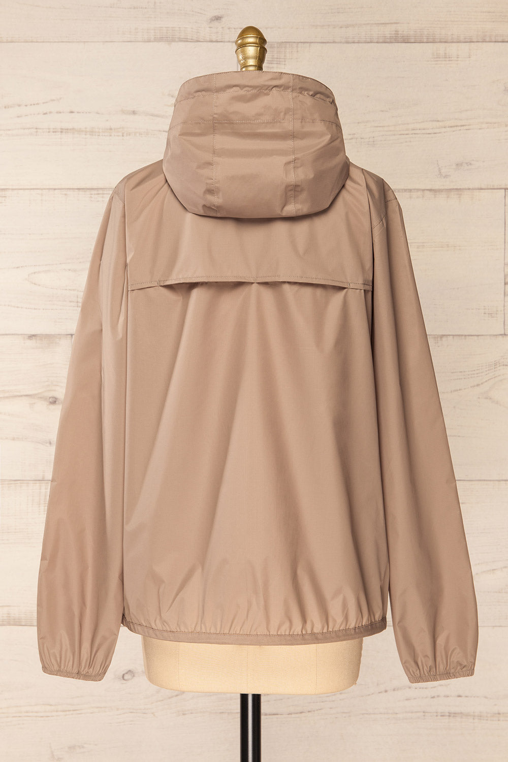 Zamora Taupe Packable Rain Jacket | La petite garçonne back view