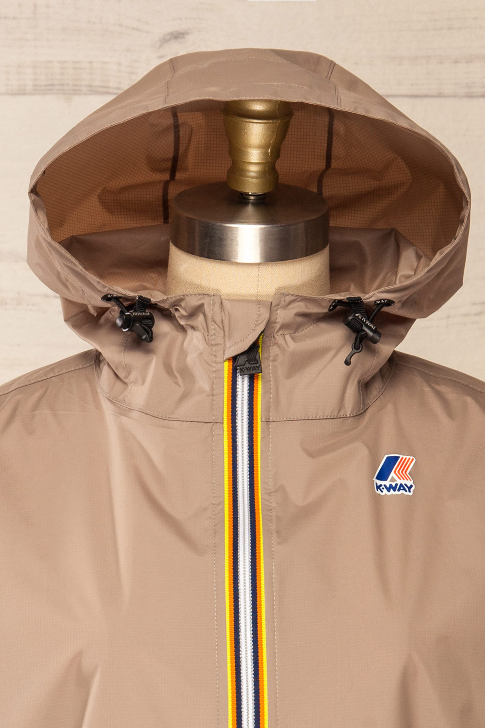Zamora Taupe Packable Rain Jacket | La petite garçonne hood