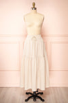 Zaphara Beige Midi Skirt w/ Drawstring | Boutique 1861 front view