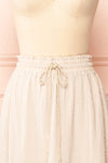 Zaphara Beige Midi Skirt w/ Drawstring | Boutique 1861  front close-up