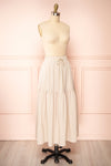 Zaphara Beige Midi Skirt w/ Drawstring | Boutique 1861  side view