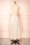 Zaphara Beige Midi Skirt w/ Drawstring | Boutique 1861  back view