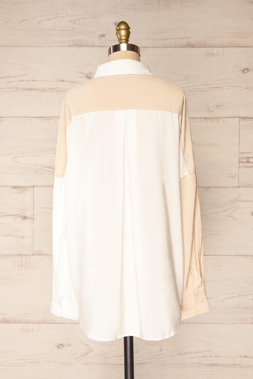 Zarho Beige Two-tone Button-up Shirt | La petite garçonne back view
