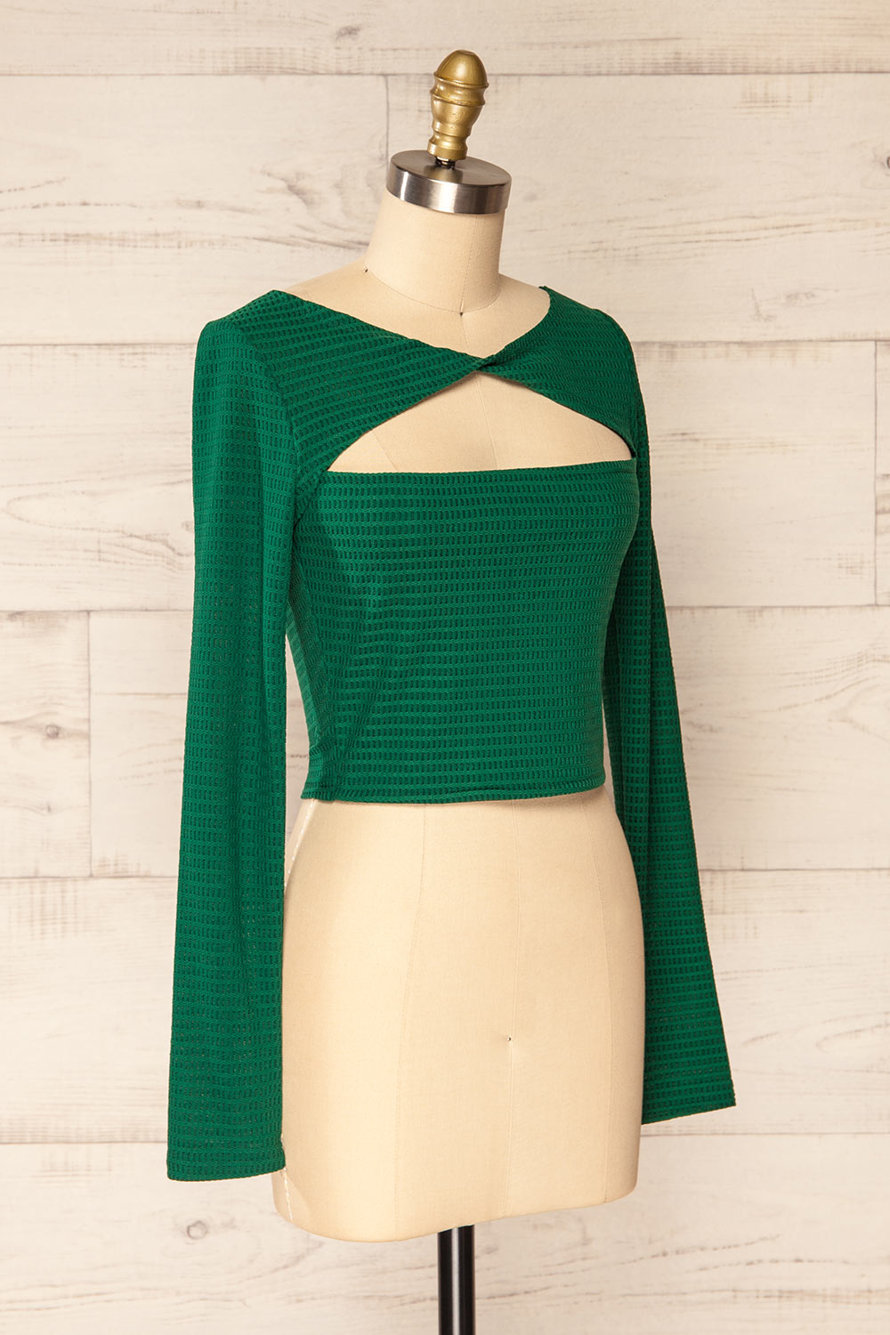 Zayna Green Twist Front Long Sleeve Top | La petite garçonne side view