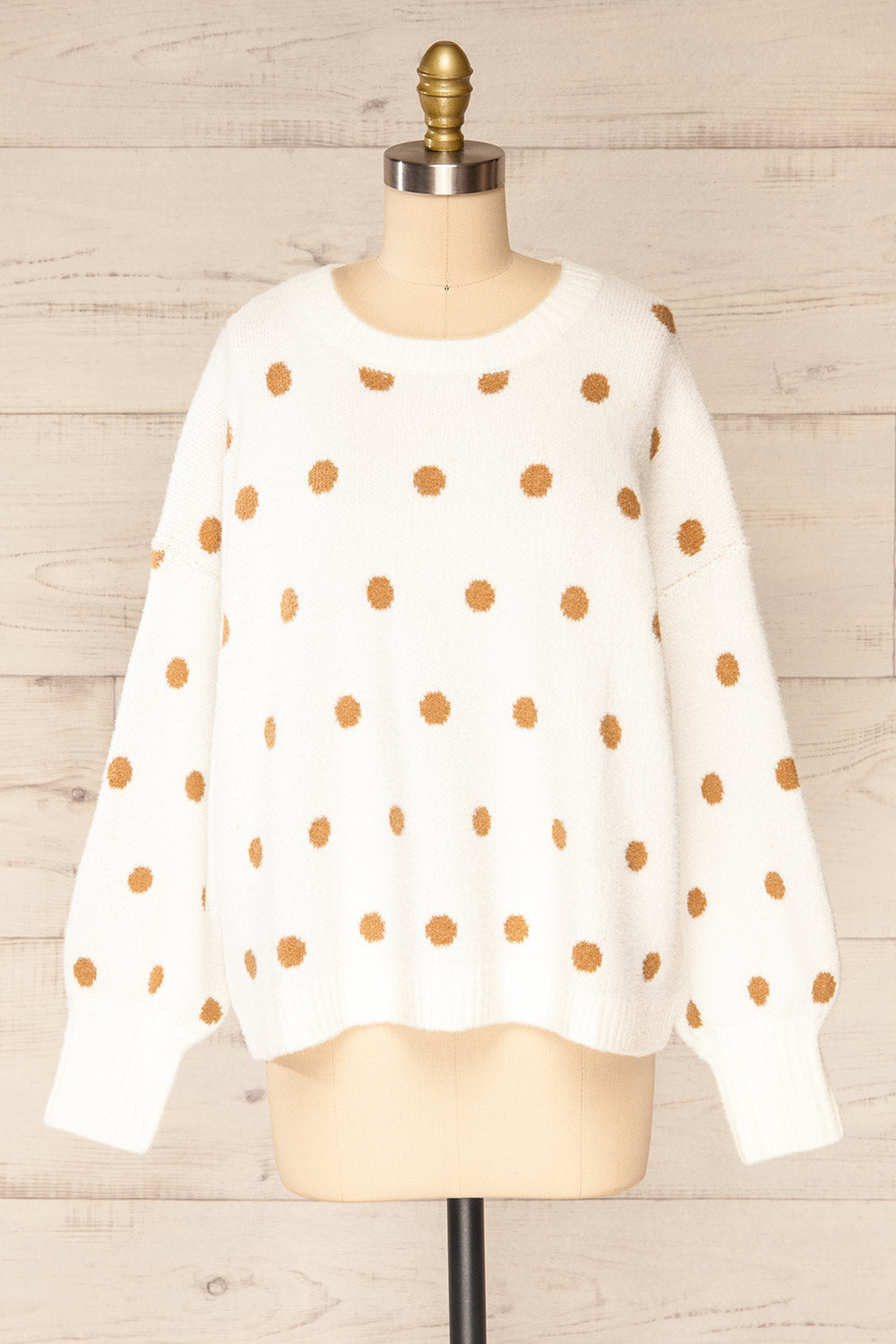 Zielona Oversized Polka Dot Sweater | La petite garçonne front view