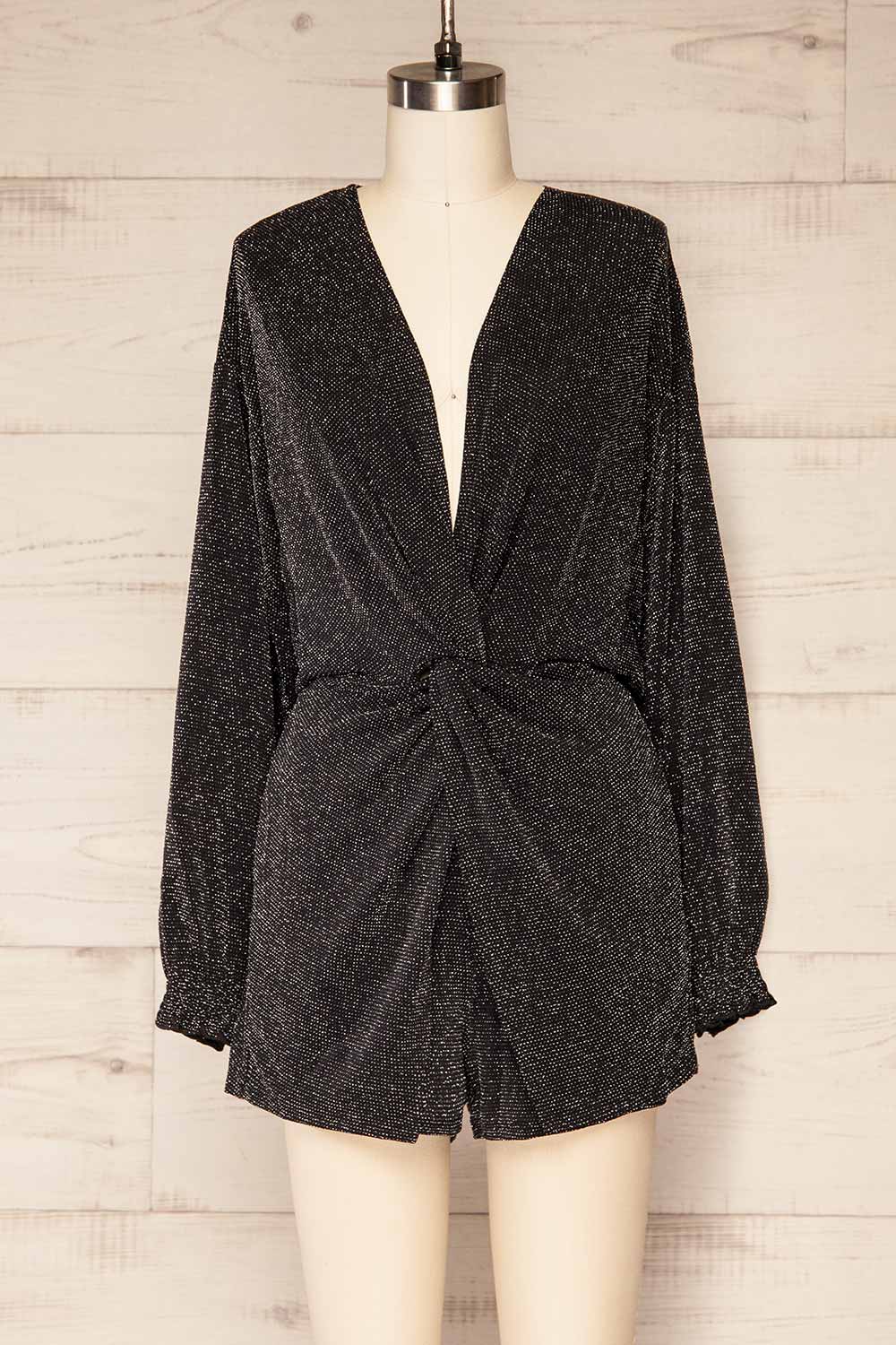 Zinda | Long Sleeve Romper w/ Metallic Detailing front view