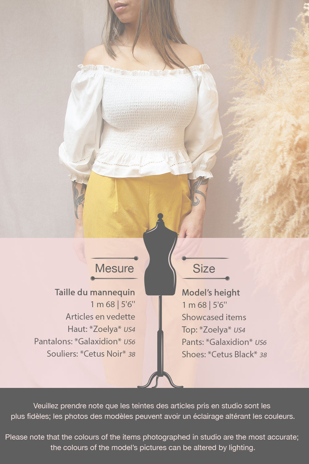 Galaxidion Yellow Cropped Wide Leg Pants | La petite garçonne model infos