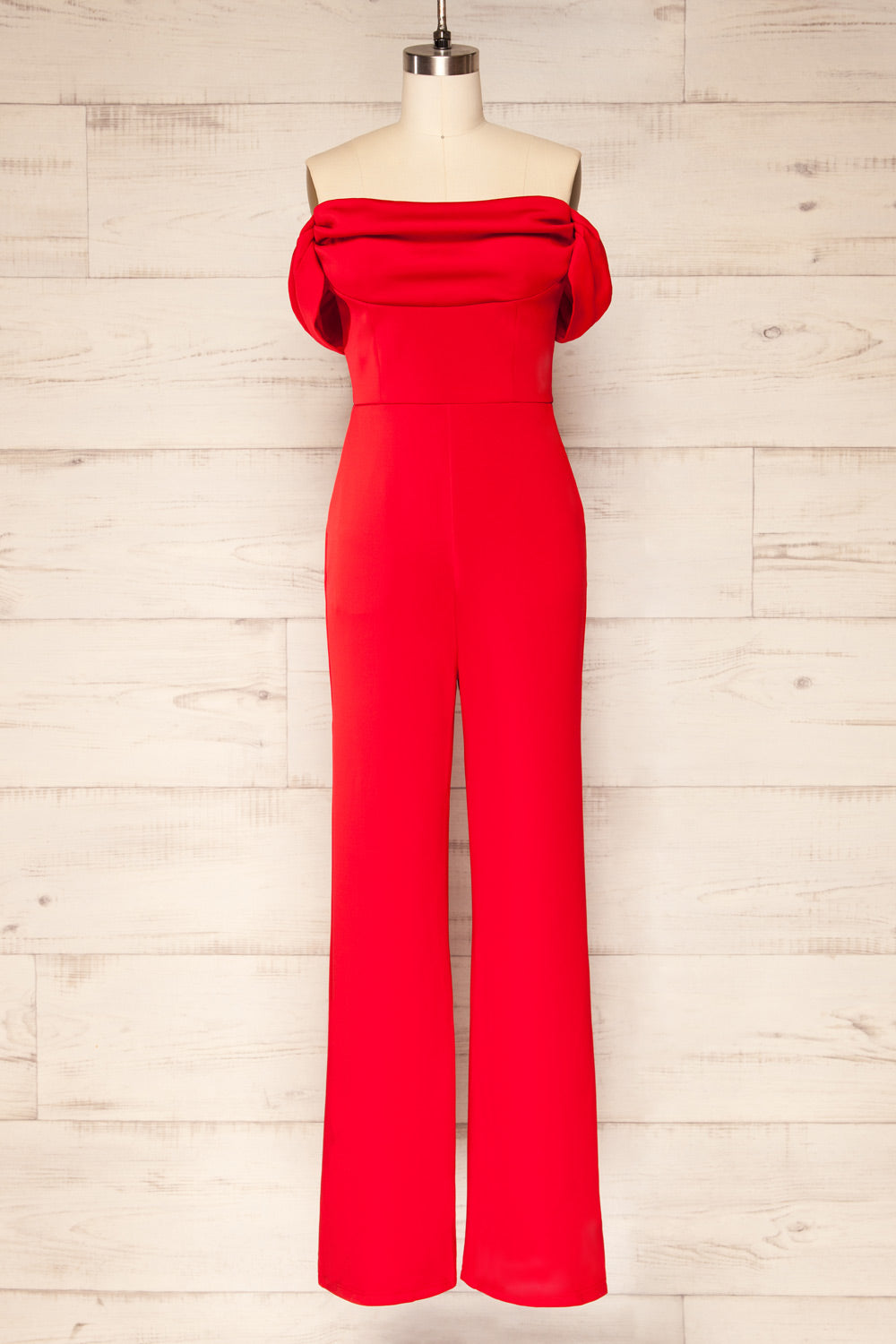 Zolo Red Cowl Neck Jumpsuit | La petite garçonne front view