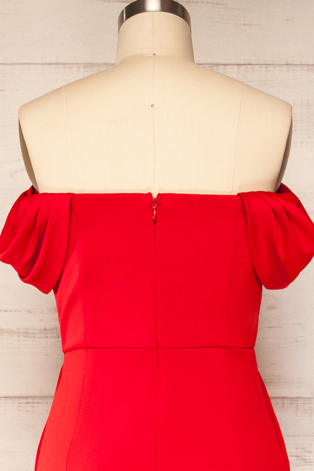 Zolo Red Cowl Neck Jumpsuit | La petite garçonne back close up