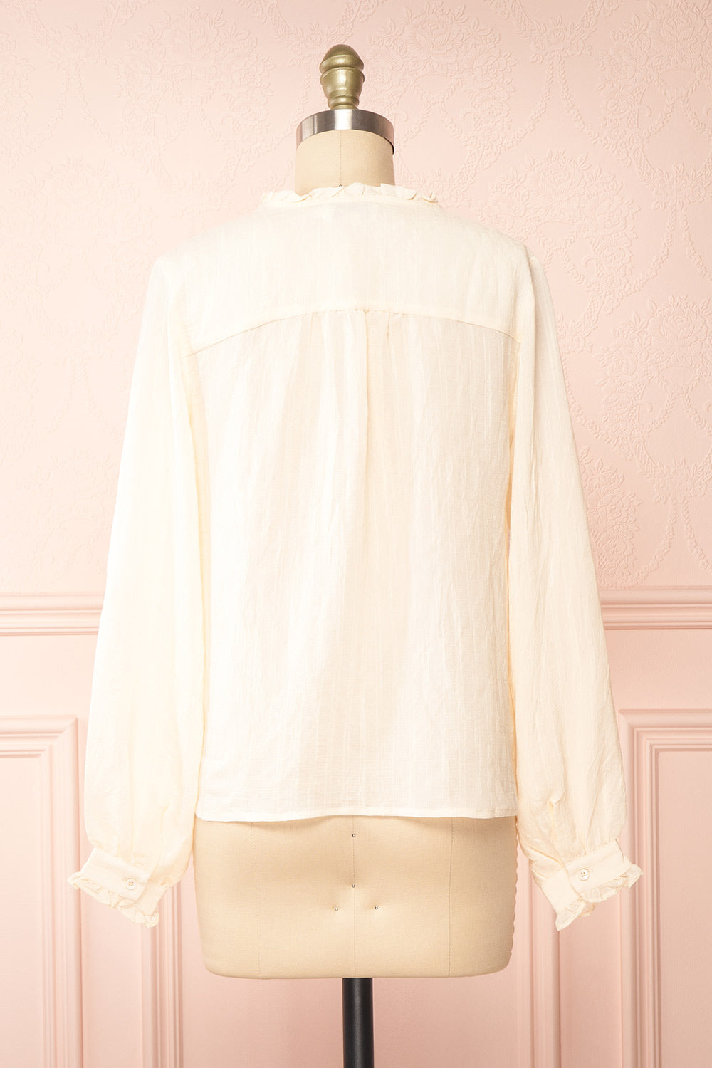 Zuri Button-Up Blouse w/ Ruffles | Boutique 1861 back view