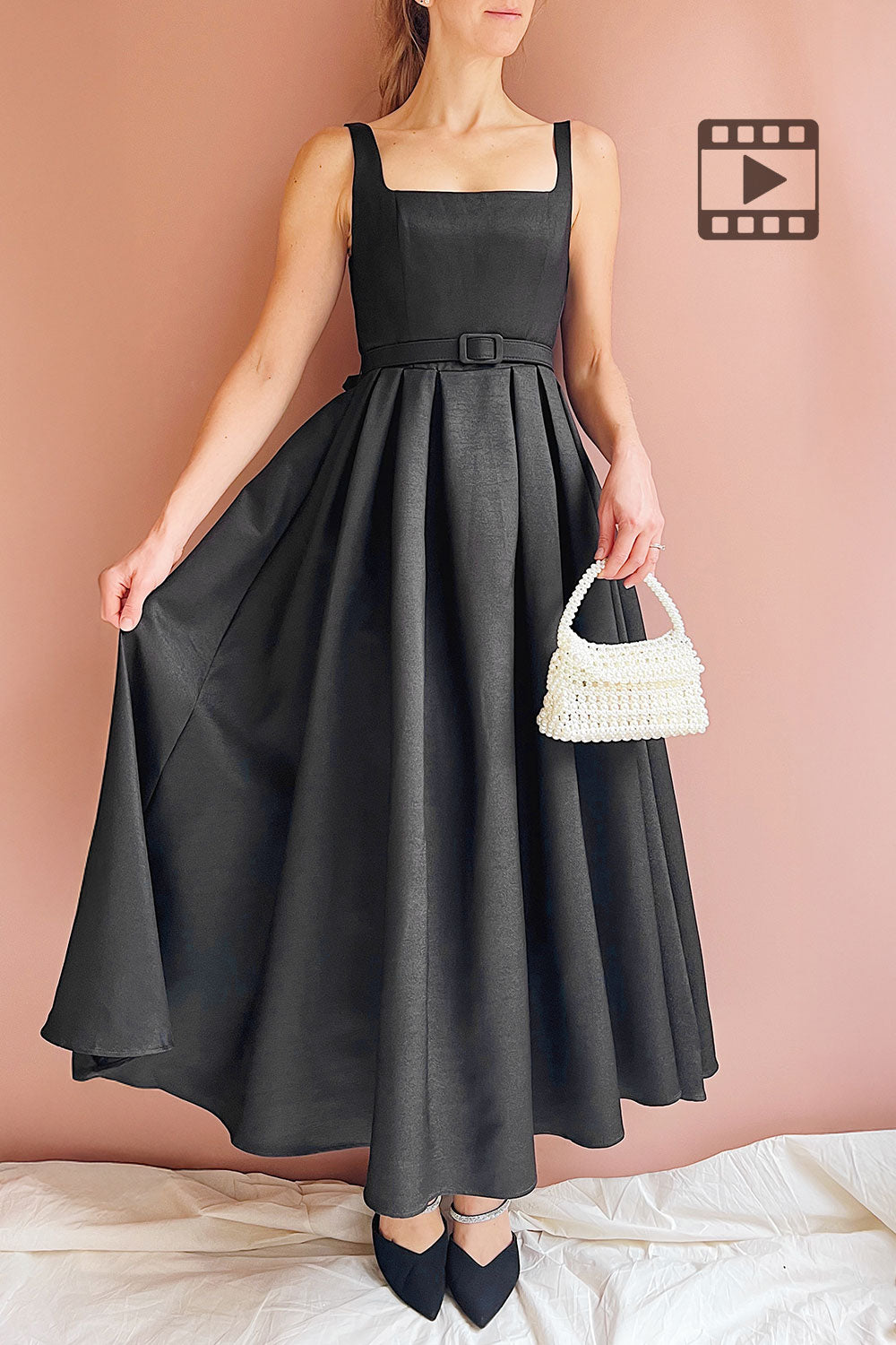 Usagi Black A-Line Dress with Belt | Boutique 1861