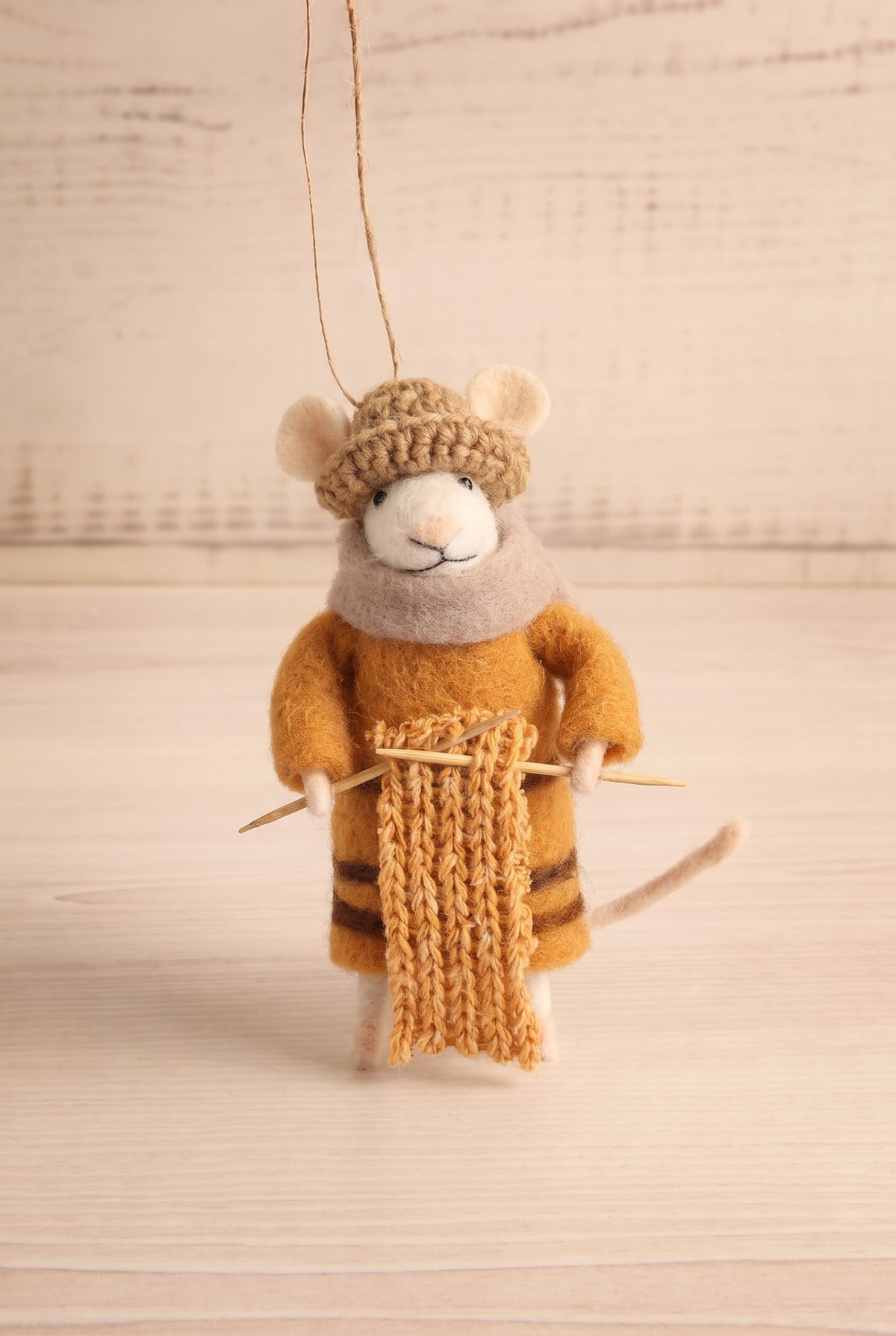 view of knitting nellie Senior Holiday Mouse Ornament - 3 Options at Holiday Ornament