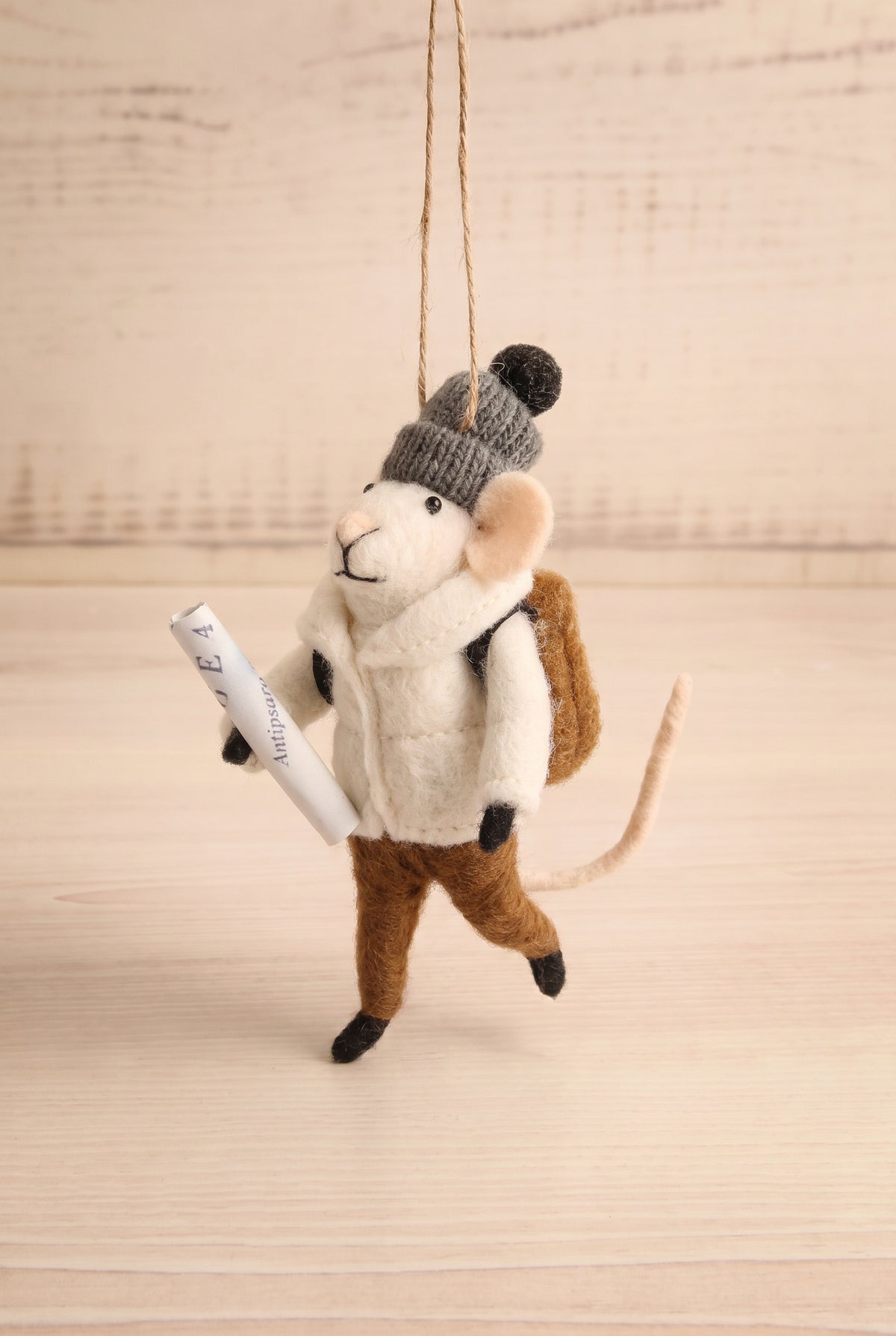 view of bundled benjamin Christmas Errands Holiday Mouse Ornament - 3 Options at Maison garçonne  