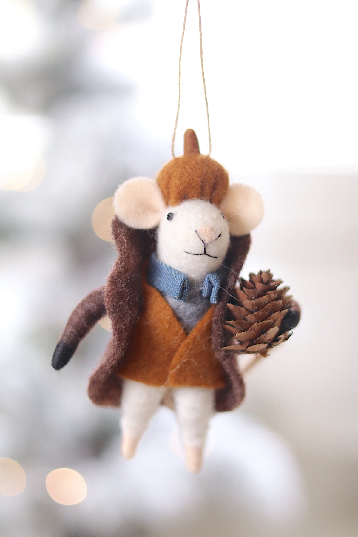 lifestyle view of dapper declan Fancy Stroll Holiday Mouse Ornament - 7 Options at Maison garçonne