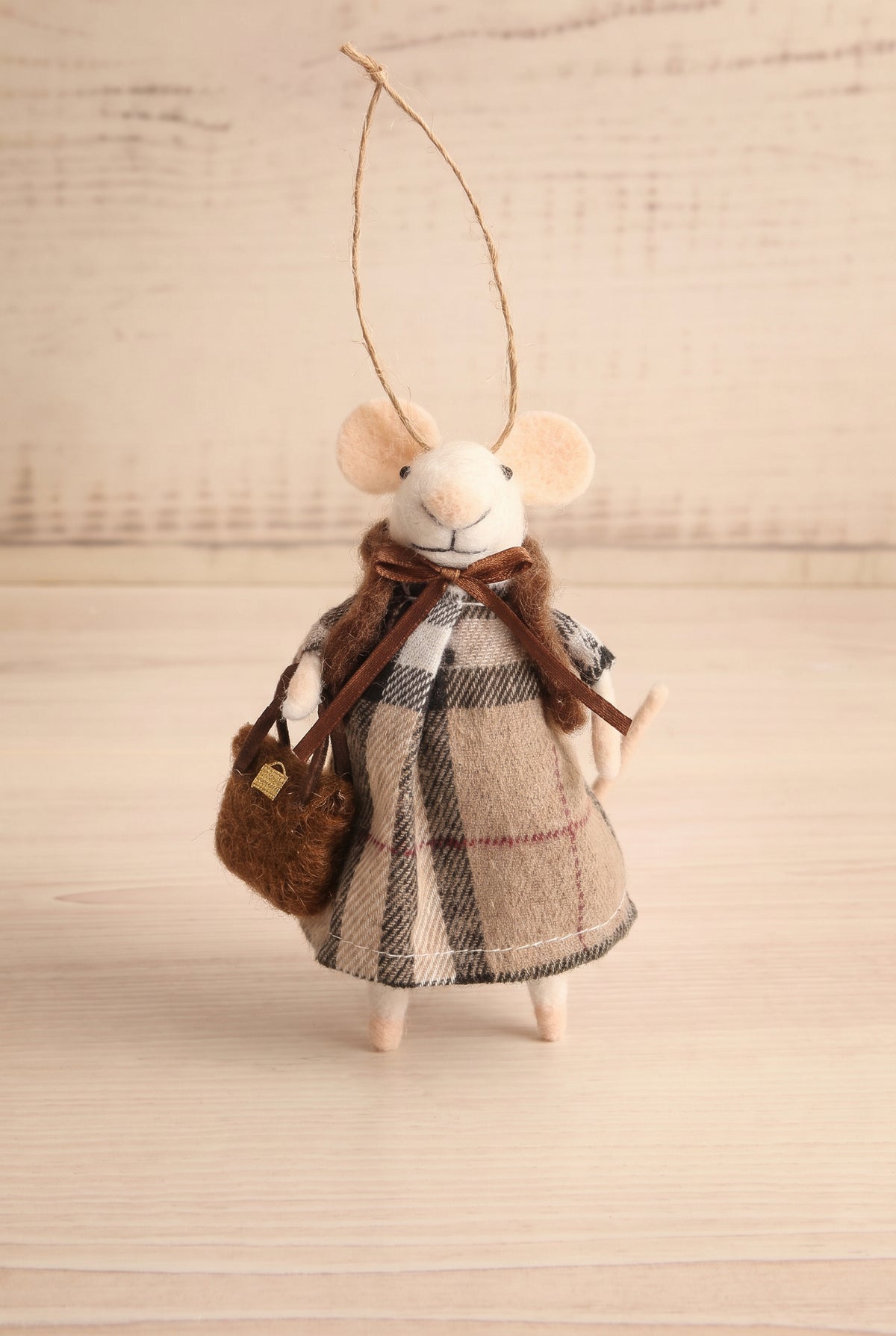 view of tartan tessa Senior Holiday Mouse Ornament - 3 Options at Holiday Ornament