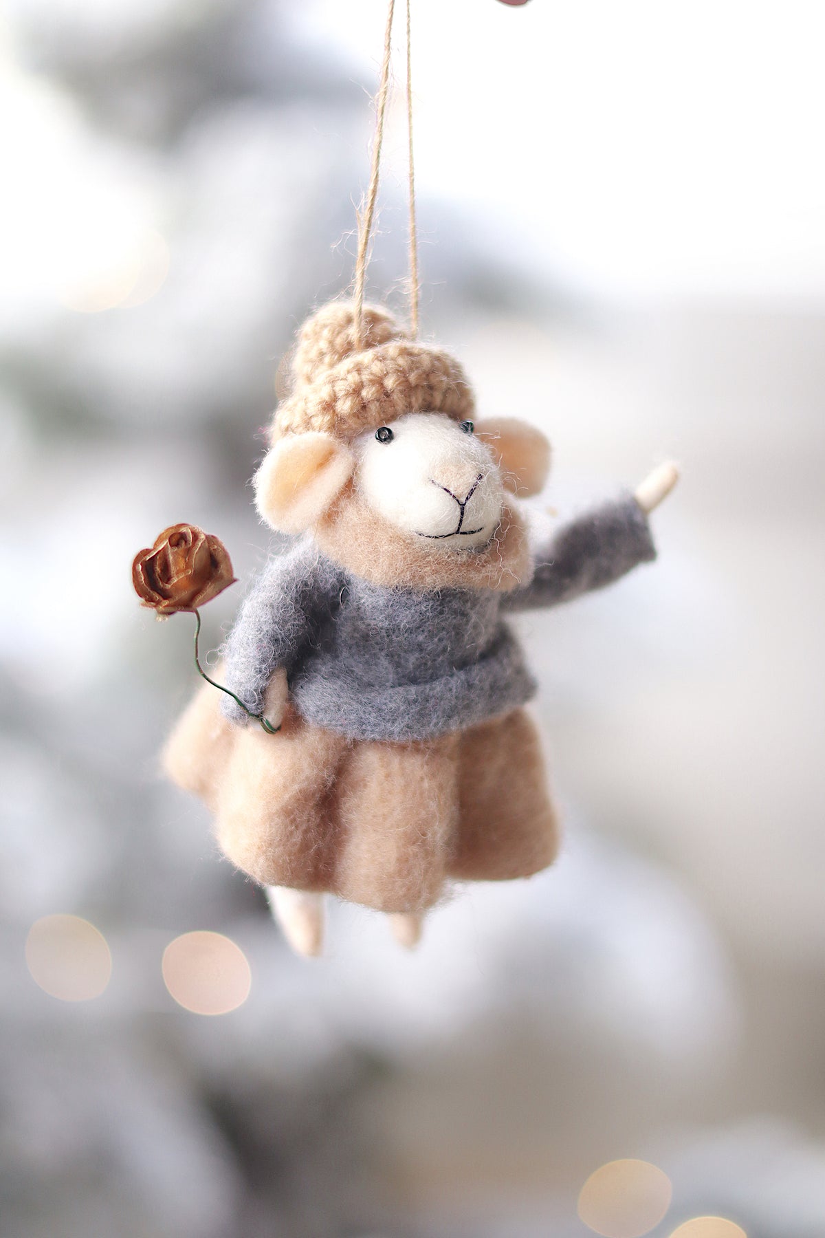 lifestyle view of gilded rose greta Outdoor Holiday Mouse Ornament - 10 Options at Maison garçonne