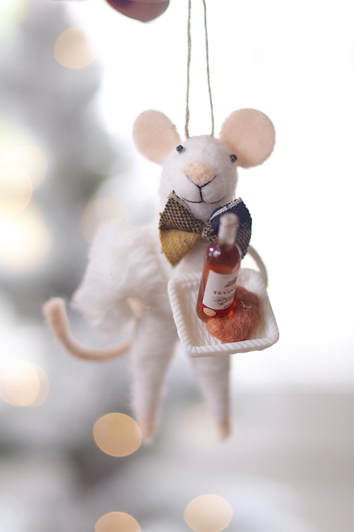 lifestyle view of holiday host henry Wine Holiday Mouse Ornament - 4 Options at Maison garçonne