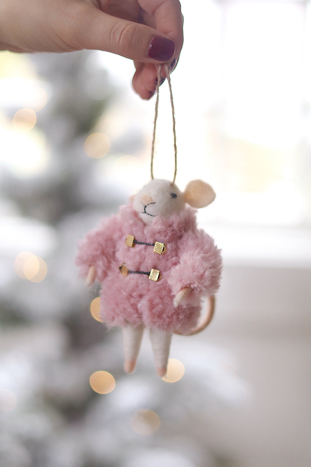 lifestyle view of cozy clementine Fancy Stroll Holiday Mouse Ornament - 7 Options at Maison garçonne