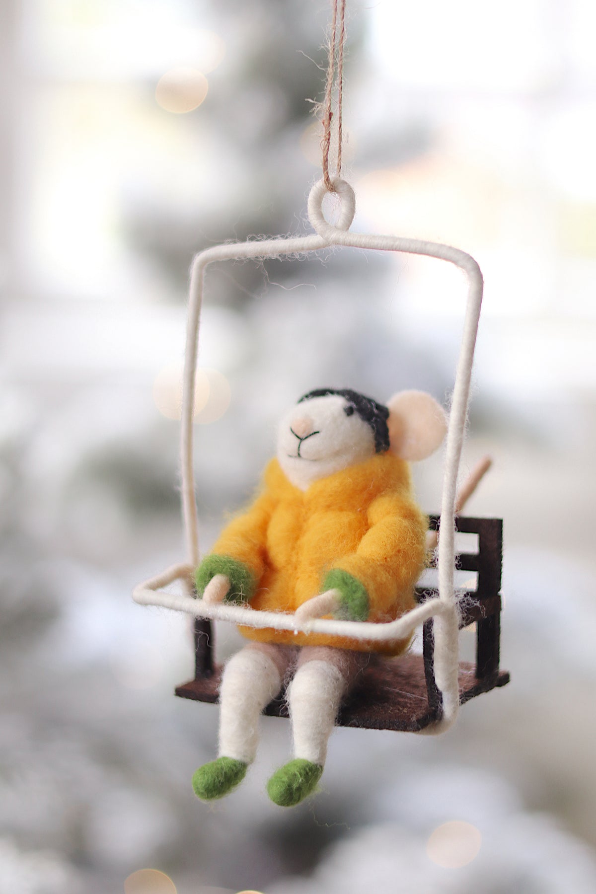 lifestyle view of chairlift charlie Sporty Holiday Mouse Ornament - 10 Options | Maison garçonne