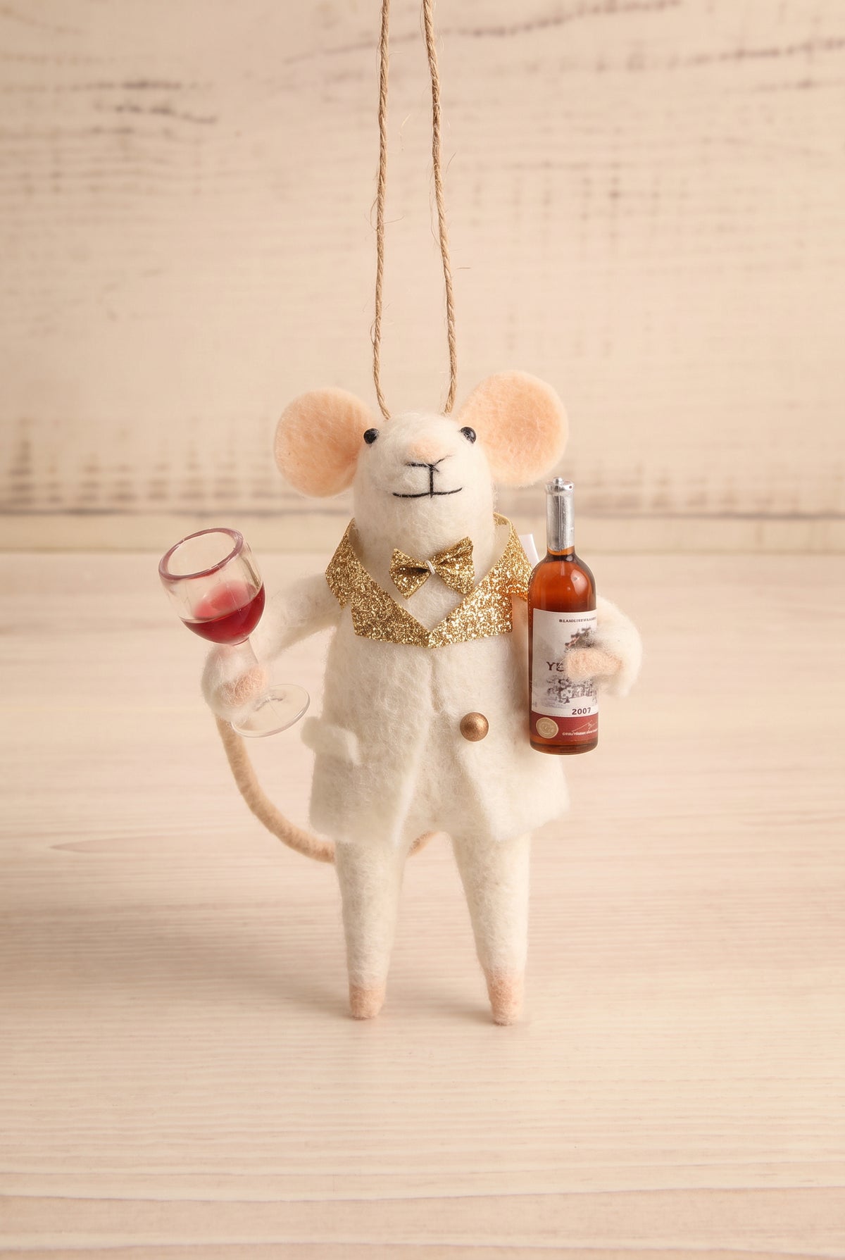 view of cheers to you chuck Wine Holiday Mouse Ornament - 4 Options at Maison garçonne