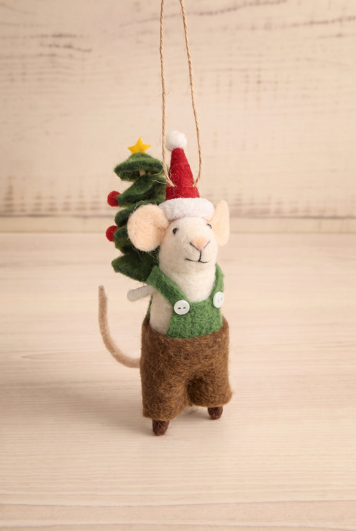 view of tree toting tom Festive Holiday Mouse Ornament - 13 Options at Maison garçonne