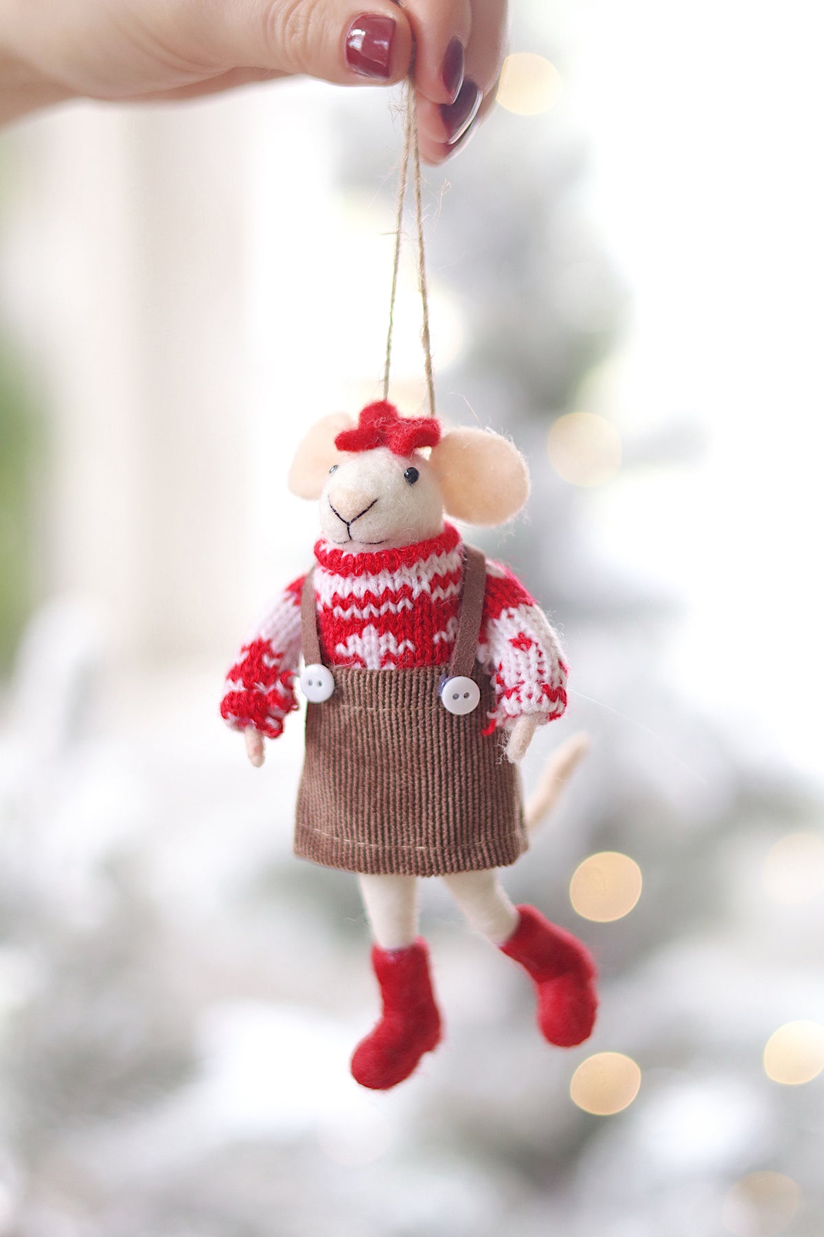 lifestyle view of merry mabel Festive Holiday Mouse Ornament - 13 Options at Maison garçonne