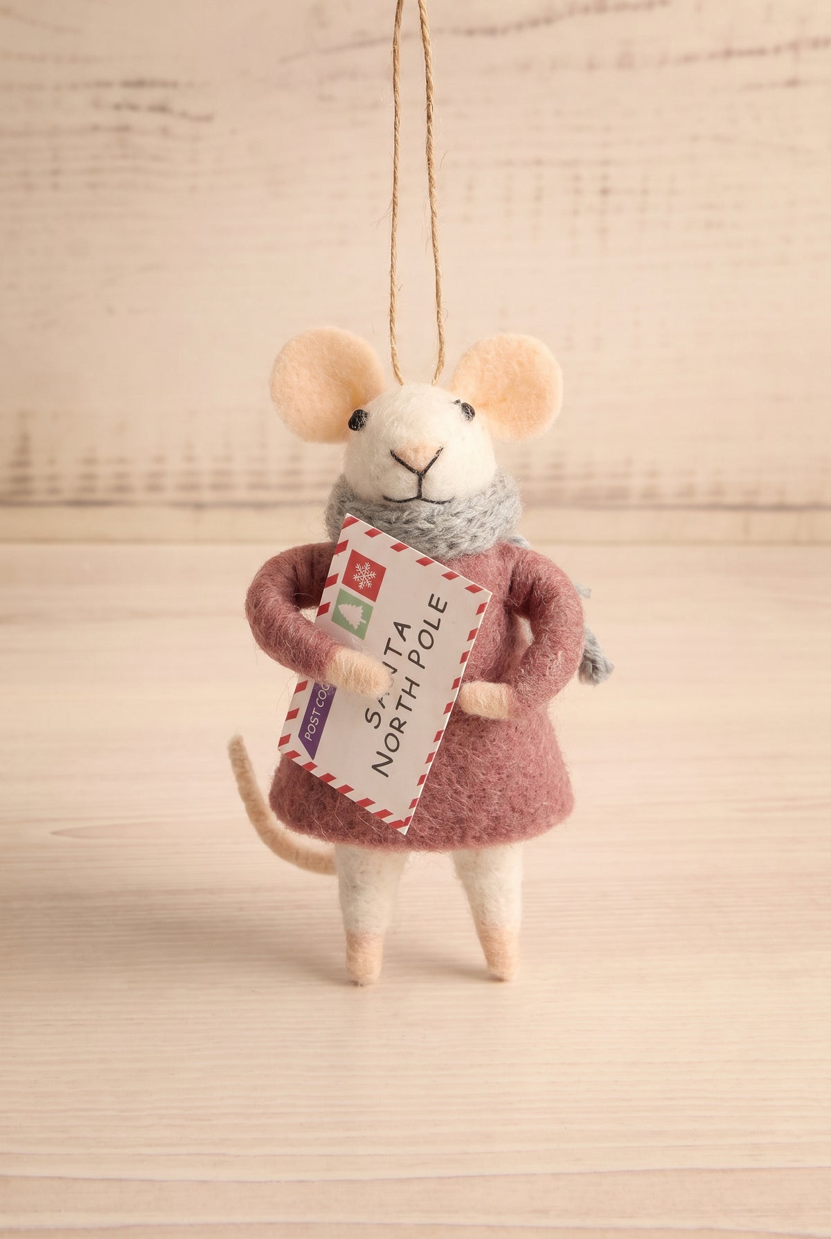 view of letter to santa lucy Christmas Errands Holiday Mouse Ornament - 3 Options at Maison garçonne  