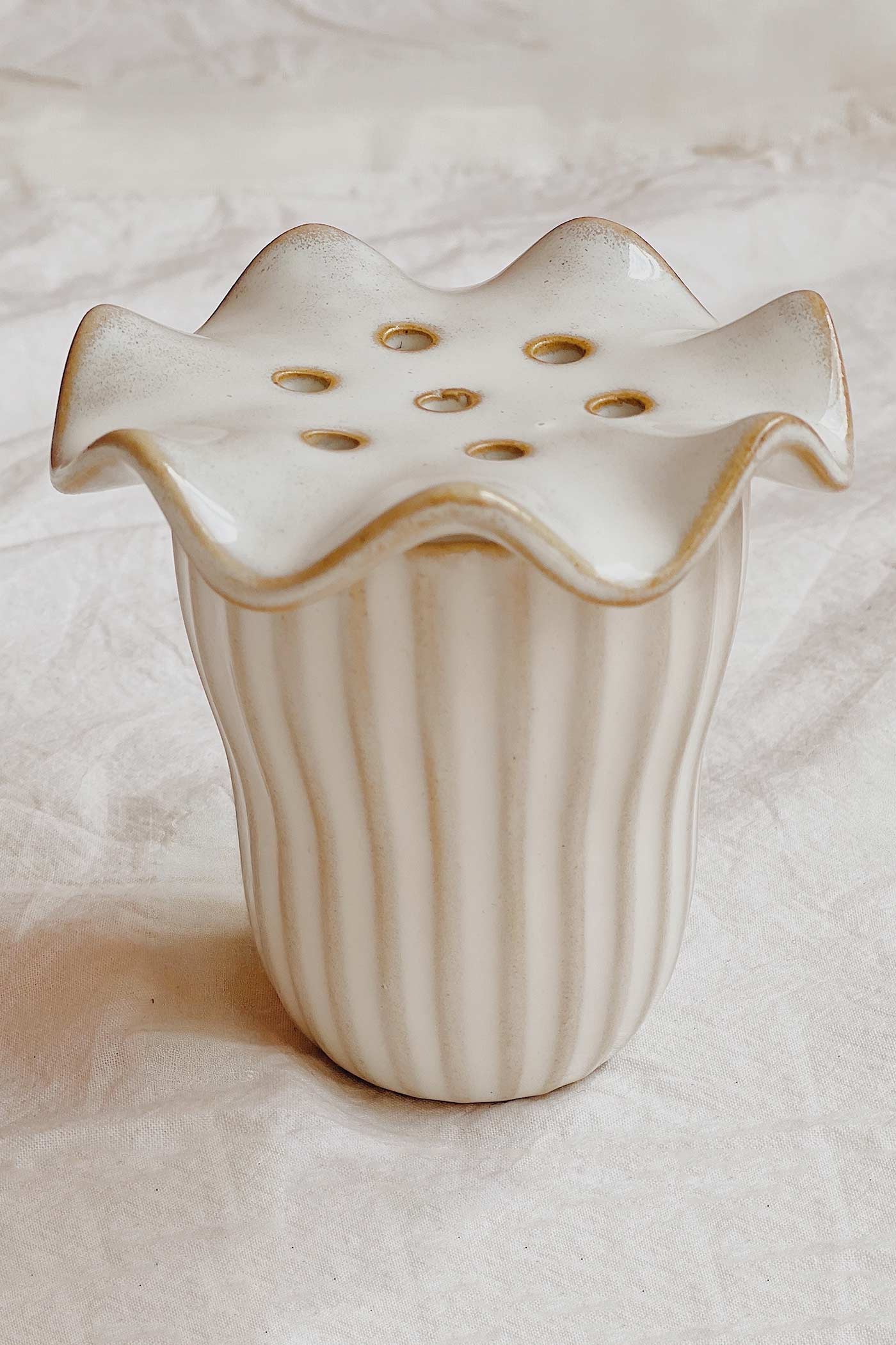 set view of Amaravati Ceramic Flower Frog Vase at Maison garçonne