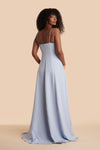 Estella Blue Maxi A-line Dress w/ Slit | Boudoir 1861 back model