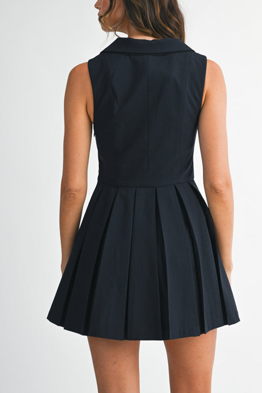 Alydia Short Black Preppy Dress with Pockets | Boutique 1861 back model