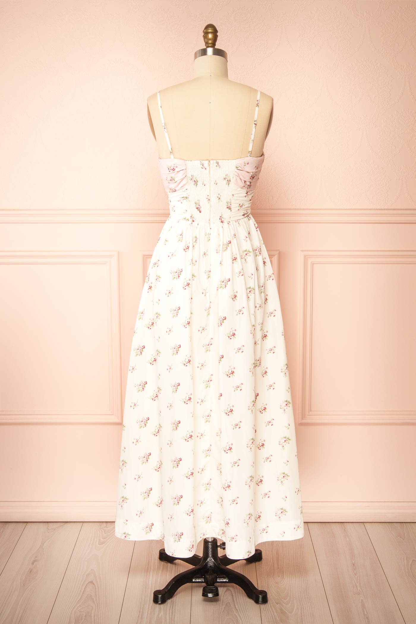 Ashleigh Floral Midi Dress with Contrast Top | Boutique 1861 back view