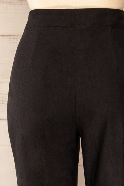 Asuncion High-Waisted Black Fitted Pants | La petite garçonne back close-up