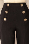 Asuncion High-Waisted Black Fitted Pants | La petite garçonne front close-up