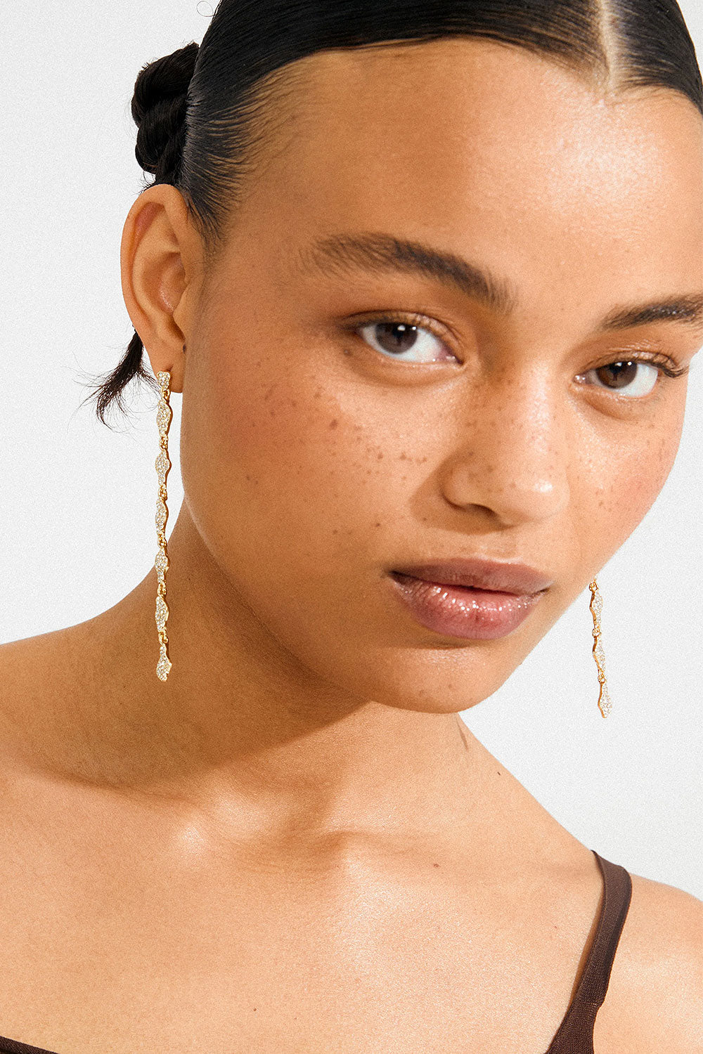 Berne Or | Boucles d'Oreilles Pendantes en Crystal par Pilgrim