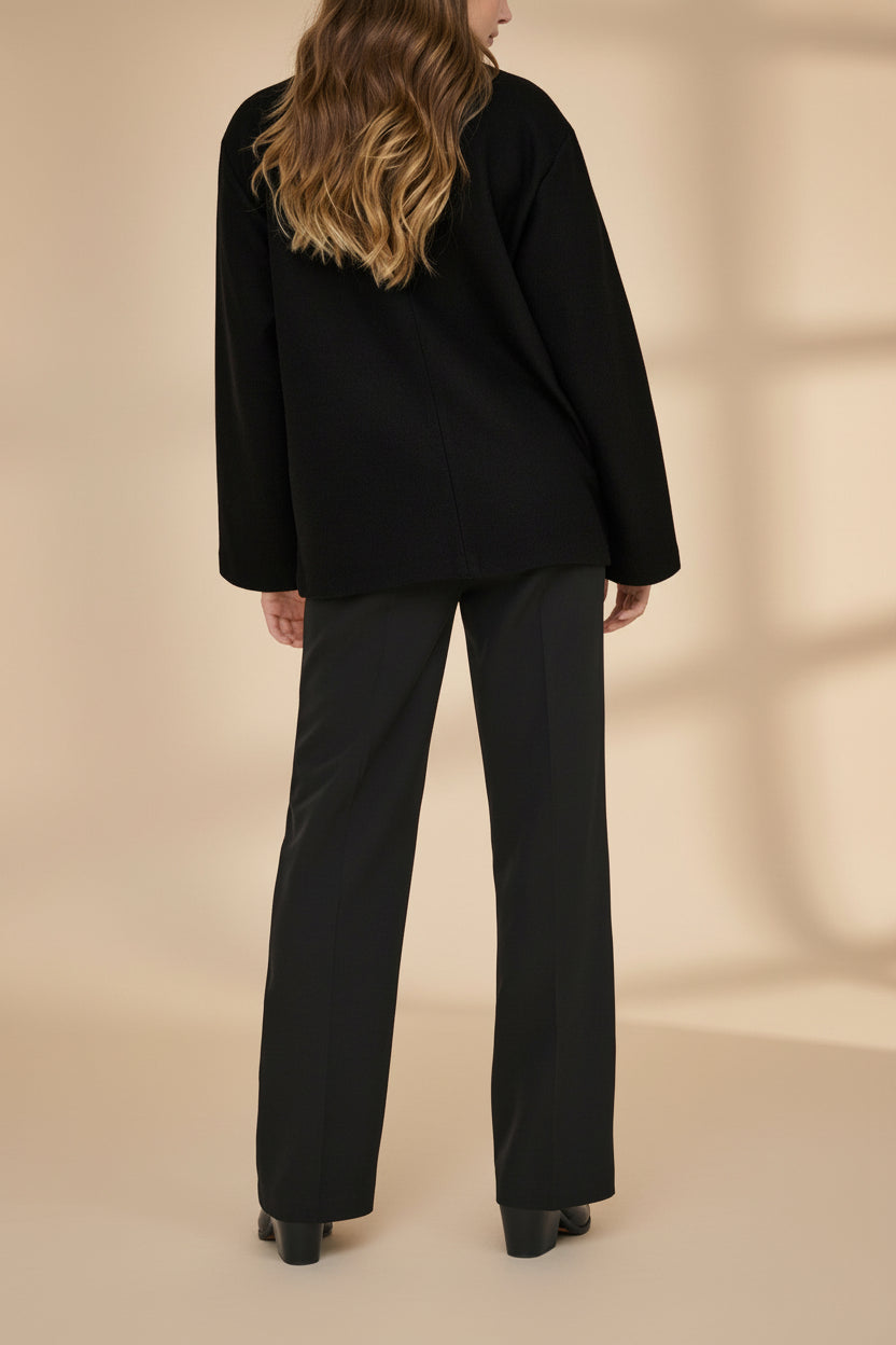 Bourke Oversized Black Button-Up Blazer | La petite garçonne back model