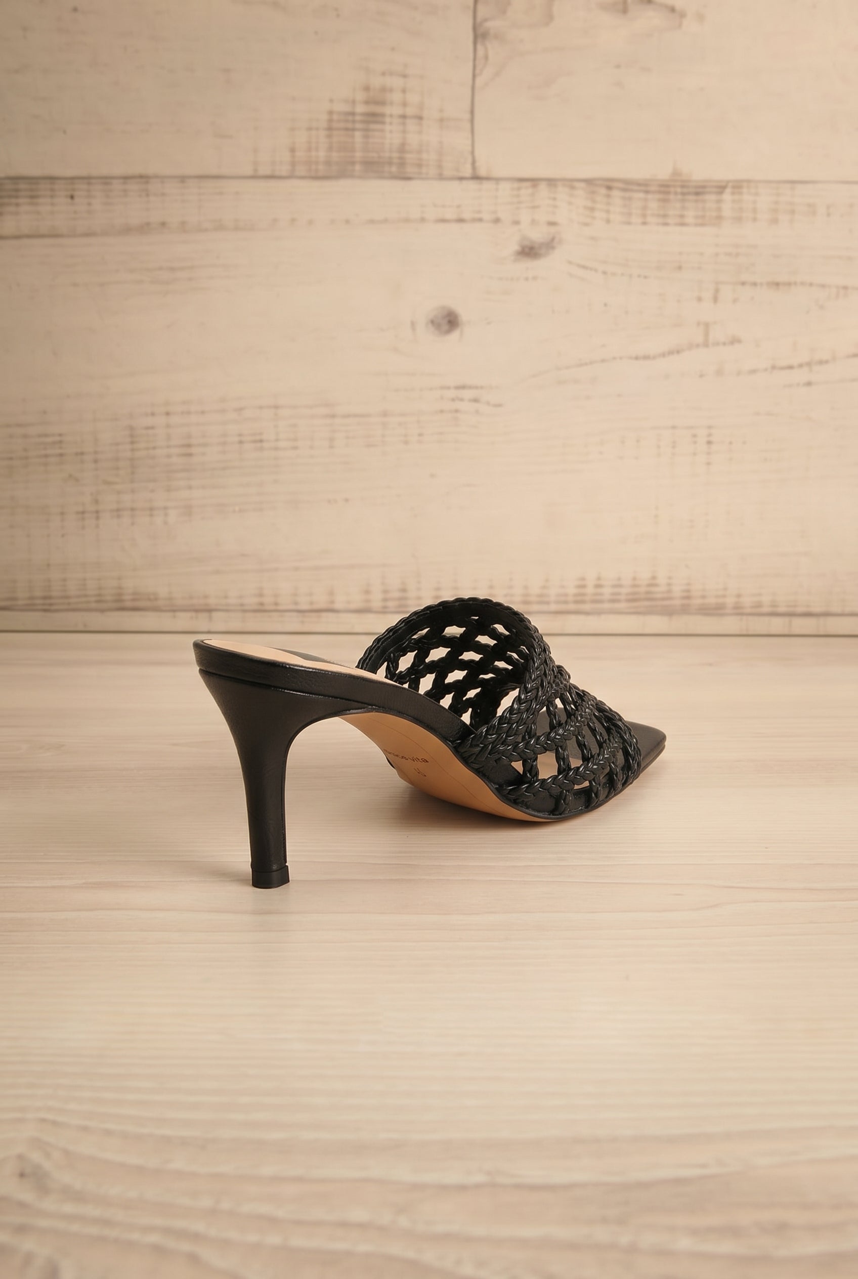 Dolce Vita Boween black Braided Faux Leather Kitten Heel Mules from la petite garçonne.