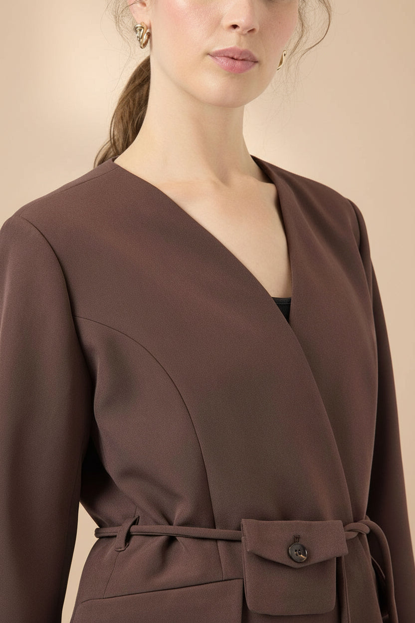 Bundi | Veston Brun avec Poche sur Cordon de Serrage