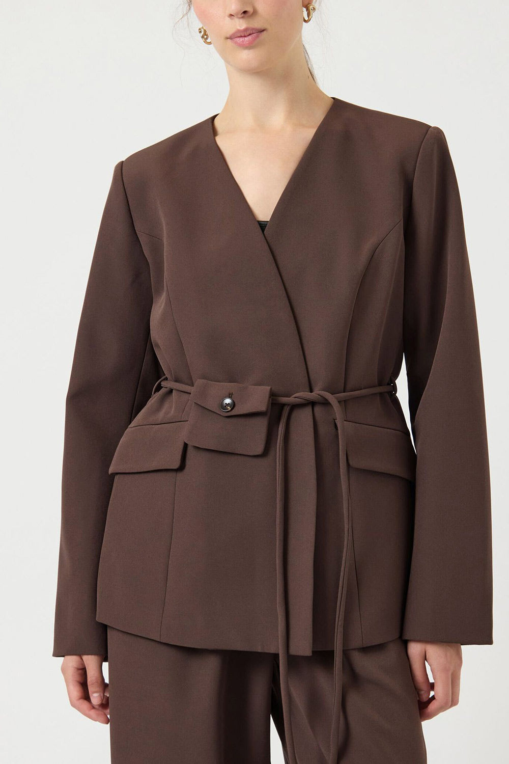 Bundi | Veston Brun avec Poche sur Cordon de Serrage