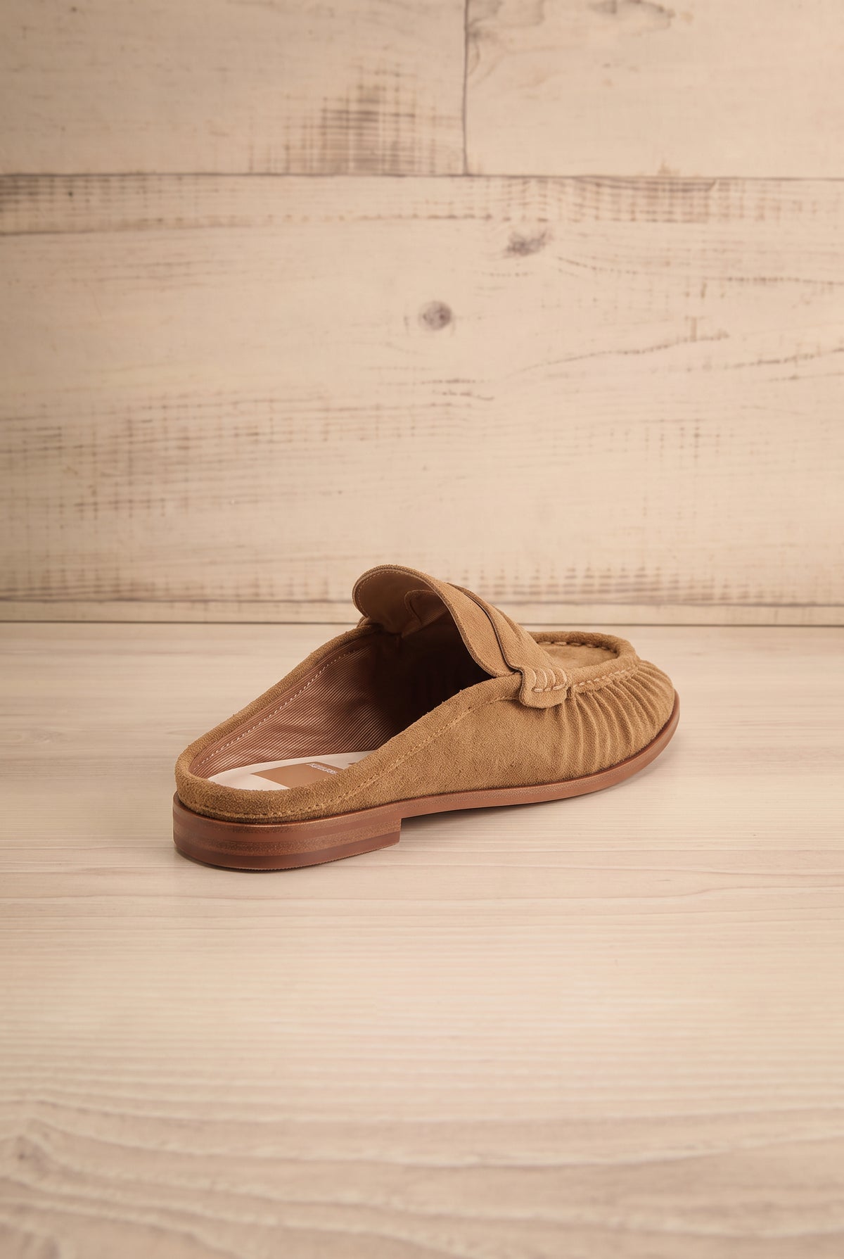 back view of Betzy Brown Suede Slip-On Loafers at La petite garçonne