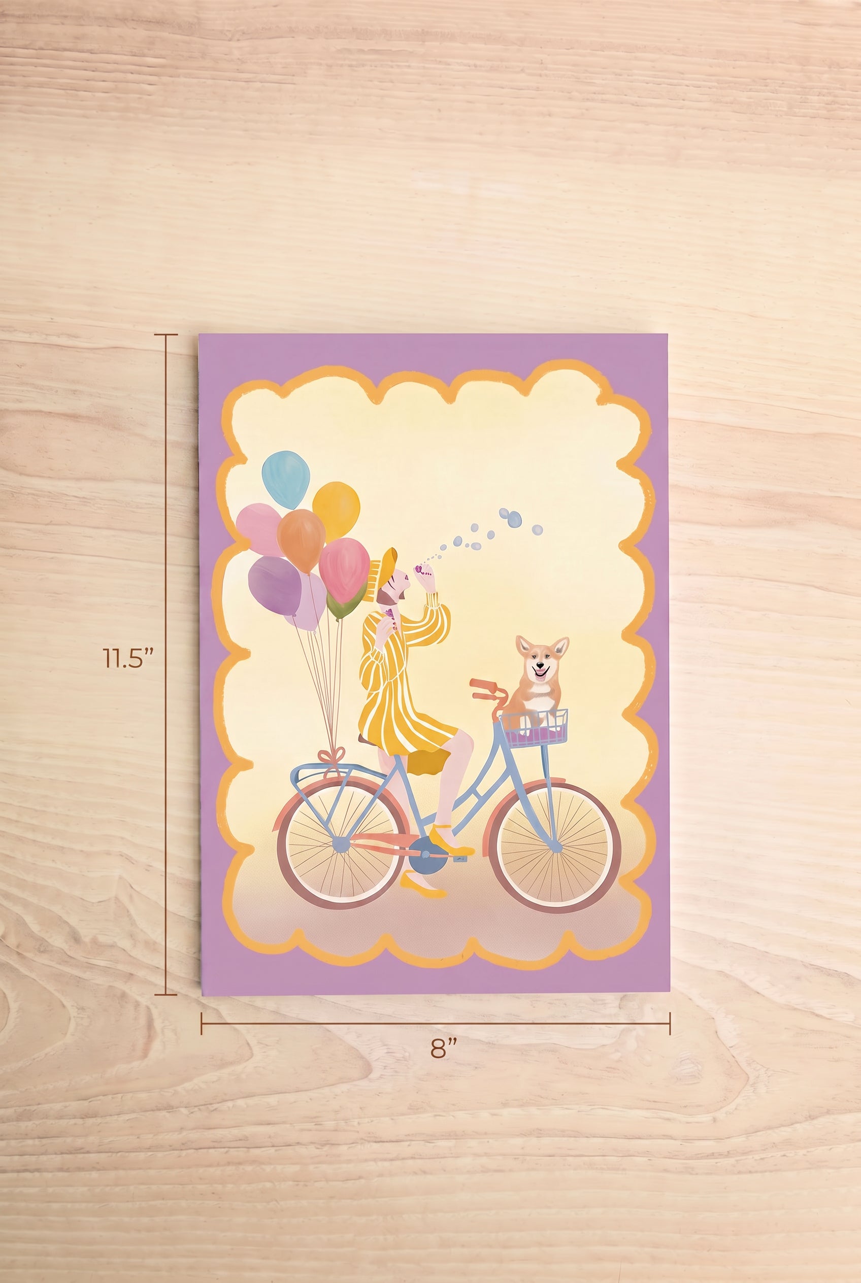 dimensions of Bike and balloons Maxi Card by Lili Grafitti at la maison garçonne 