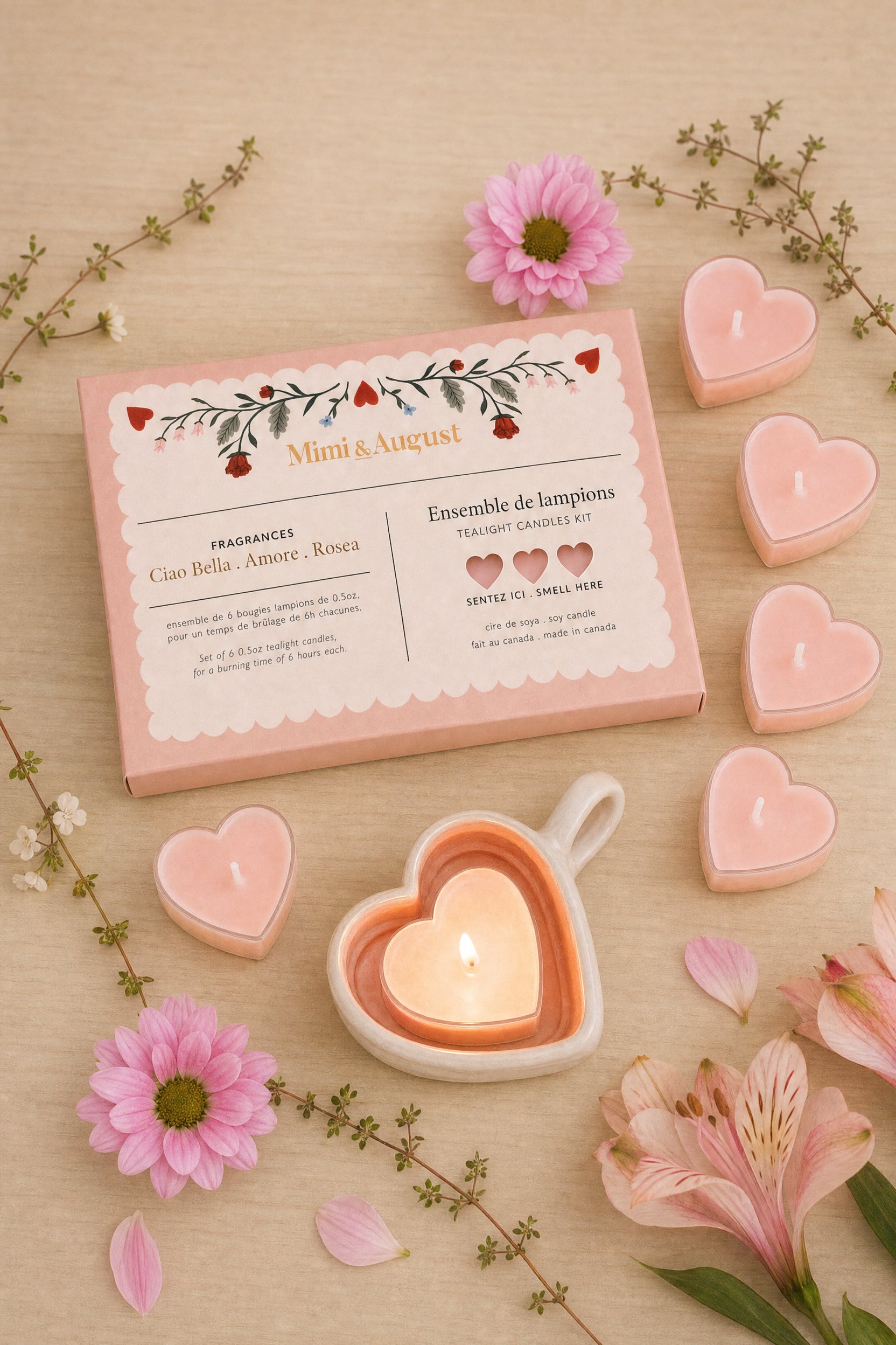 top view of Little Hearts Tealight Candles Kit at Maison garçonne 