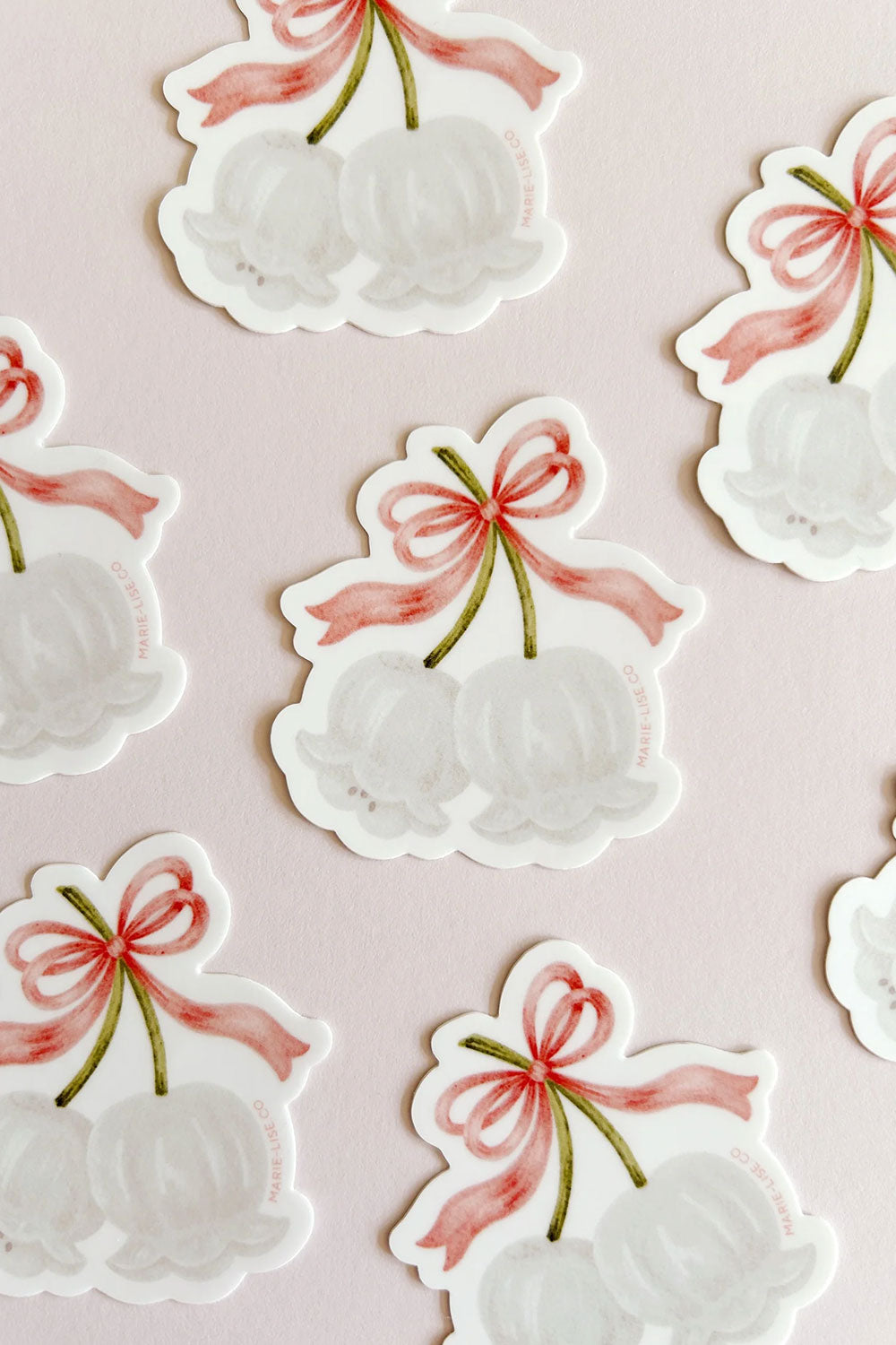 Decorative stickers of white flowers with pink ribbons Lily of the Valley from marie-lise 