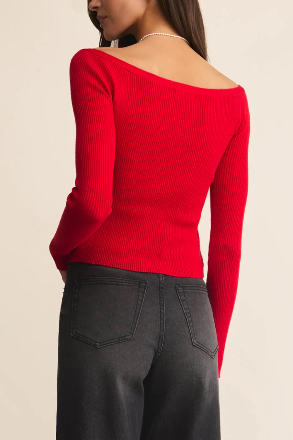Cork Red Ribbed Top | La petite garçonne back model