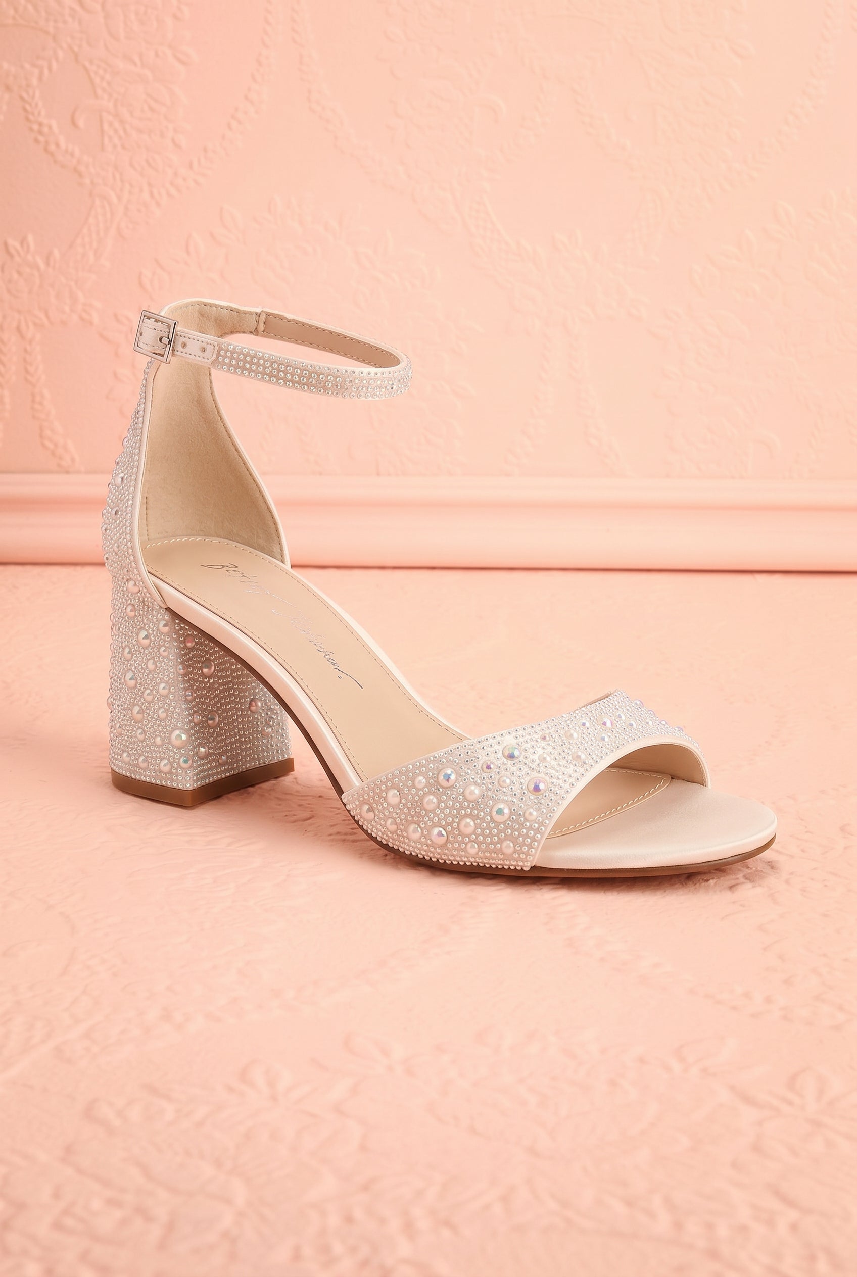 Profile profile Cornelian Ivory Rhinestone Block Heel Sandals from Betsey Johnson at boudoir 1861