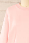 Calye Pink Oversized Short Sweater | La petite garçonne  front close-up