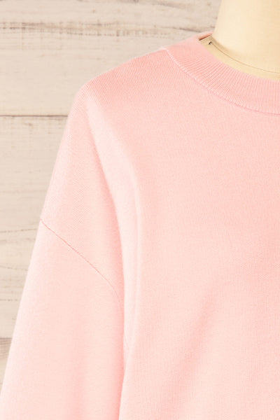 Calye Pink Oversized Short Sweater | La petite garçonne  side close-up