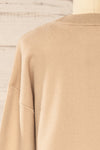 Calye Taupe Oversized Short Sweater | La petite garçonne back close-up